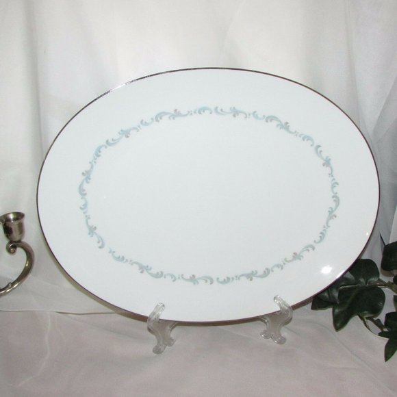 Sango Fine China ARABESQUE Large Oval Platter Platinum Rim Japan Vintage - Picture 5 of 5
